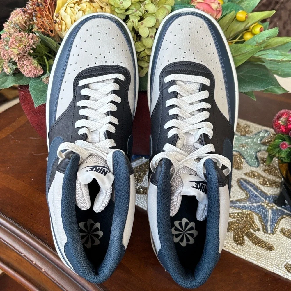Brand New Nike Court Vision Mid Sneakers Retro 80s Basketball Lace Up Navy Black
